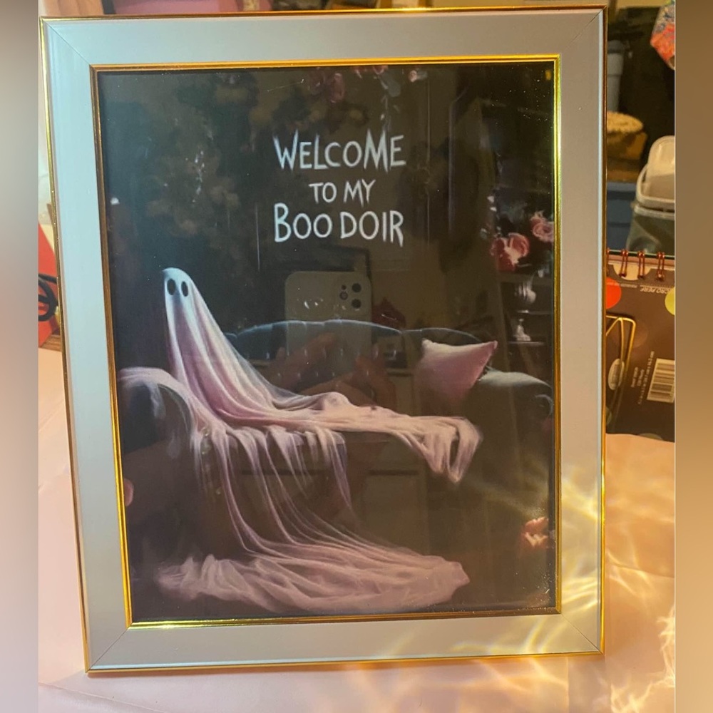 Halloween Ghost Print Gothic Boudoir Decor Welcome To My Boo Doir 8x10” frame